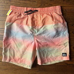 New Quiksilver Boy's Orange Sunset Ombre Swim Trunks Bottoms - Large 14 - 16
